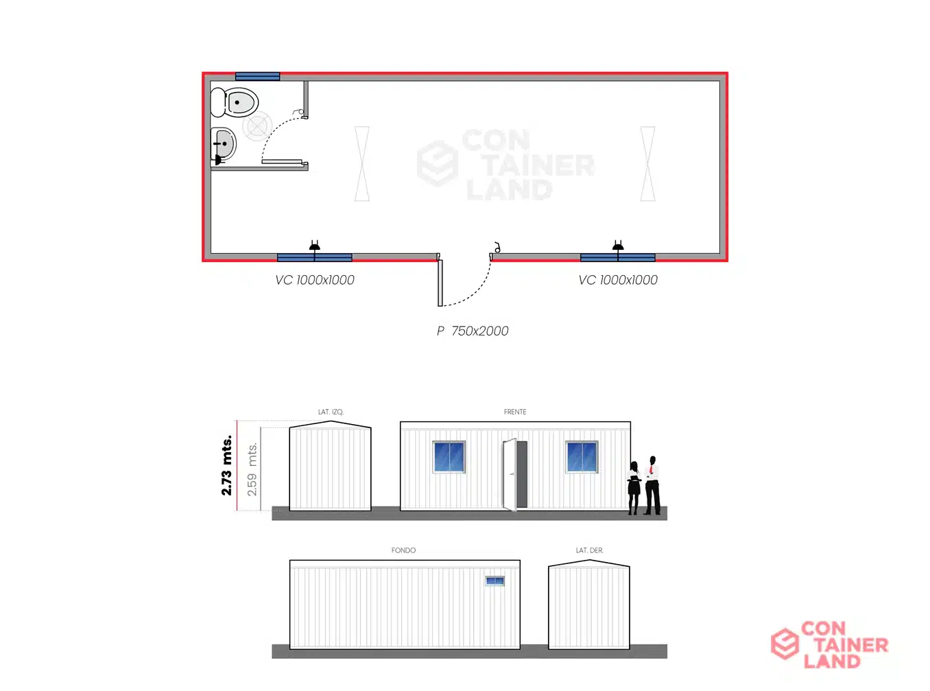 Oficina 17.5 M2 +Baño Simple 2 — Containerland