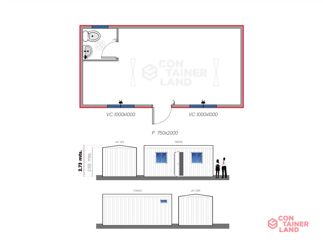 Oficina 18 M2 +Baño Simple 2 — Containerland