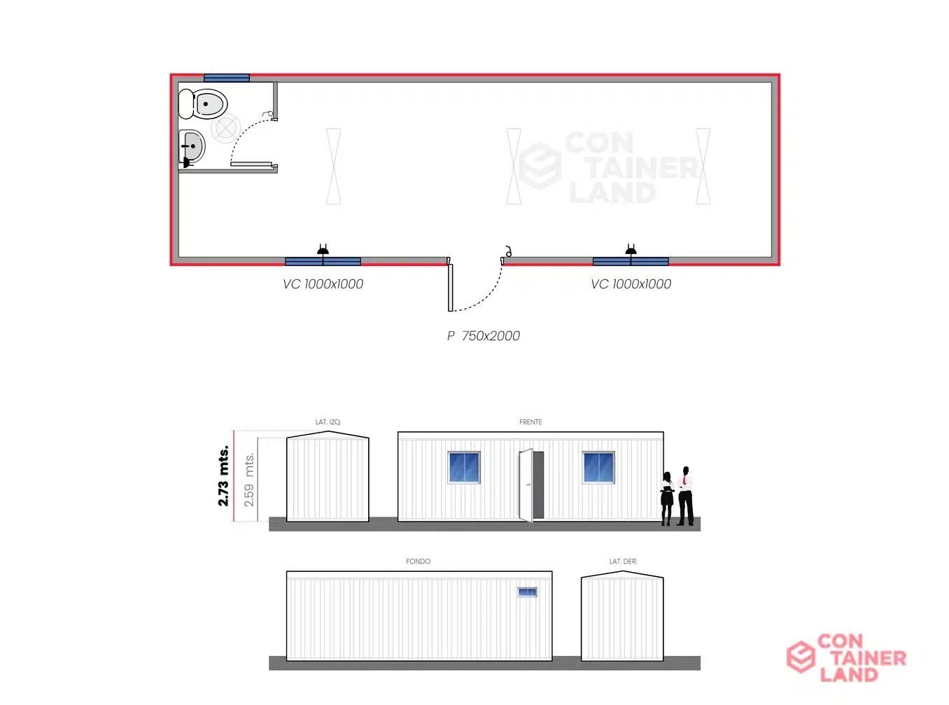 Oficina 20 M2 +Baño Simple 2 — Containerland