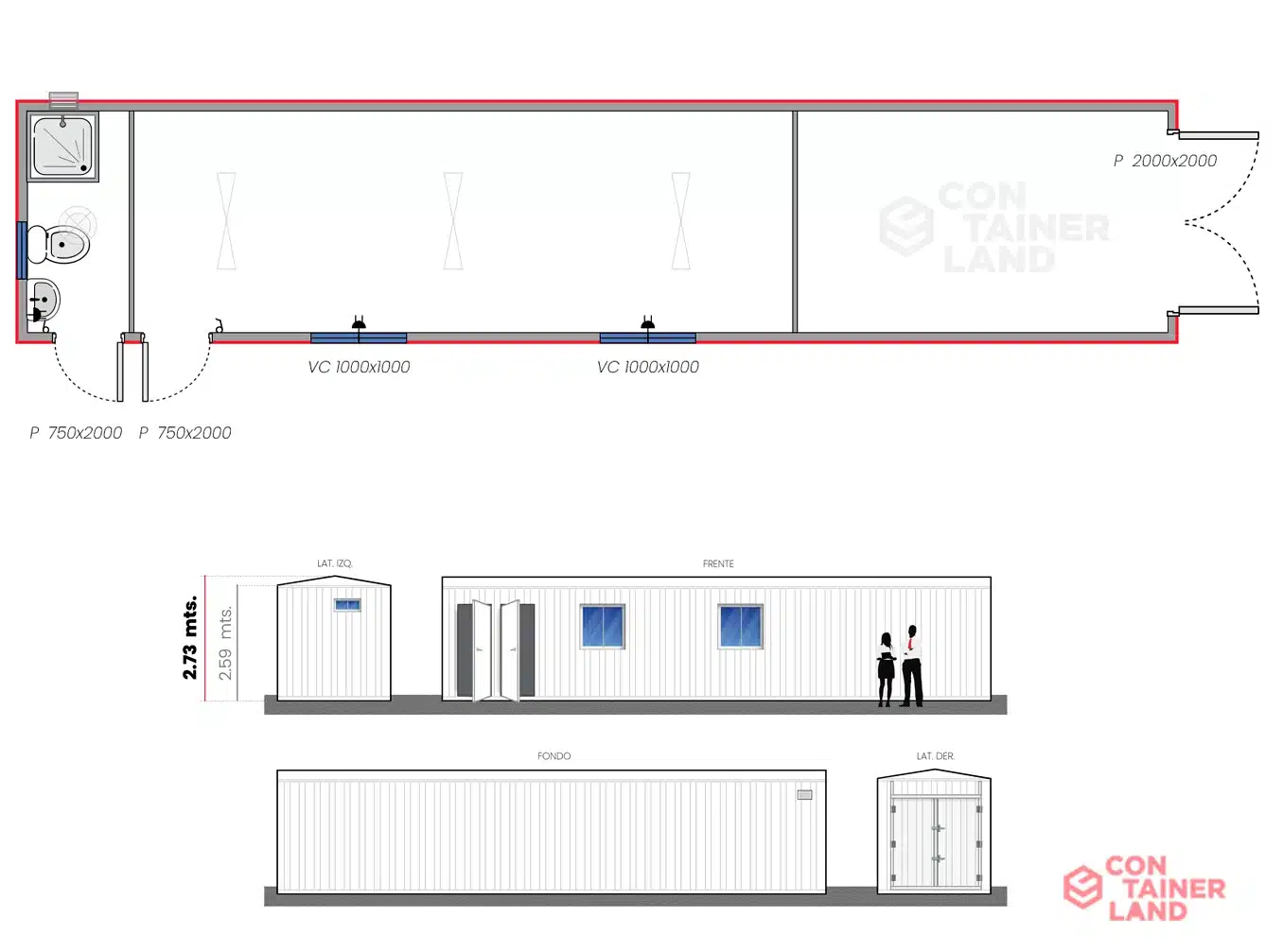 Oficina 30 M2 + Baño Completo 2 — Containerland