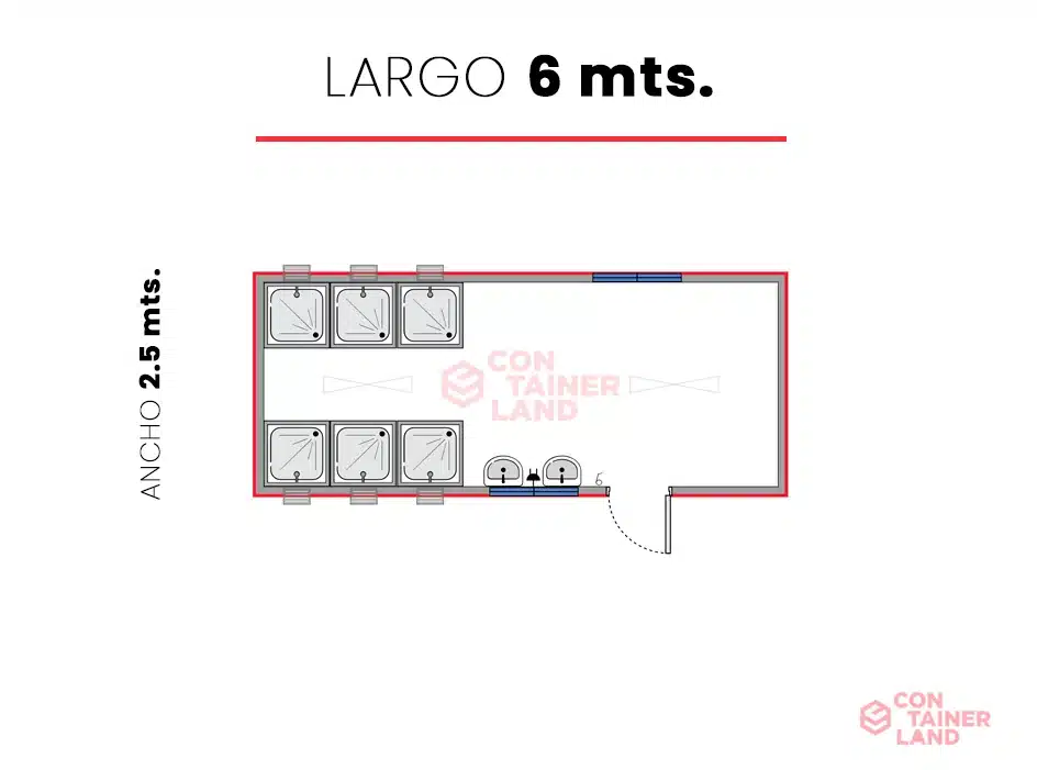 Arriendo Baño 2 Lavamanos y 6 Duchas 3 — Containerland