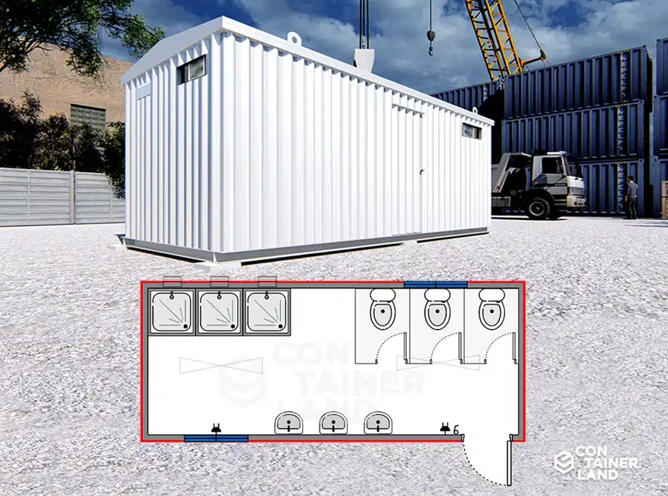 Arriendo Baño 3 Lavamanos, 3 WC y 3 Duchas — Containerland
