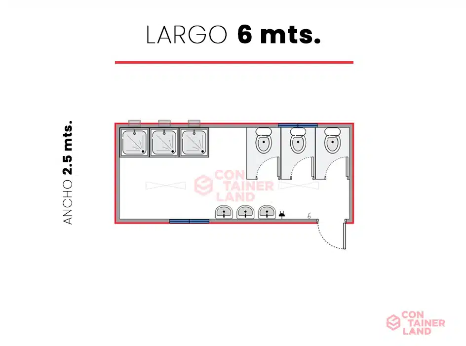 Arriendo Baño 3 Lavamanos, 3 WC y 3 Duchas 3 — Containerland