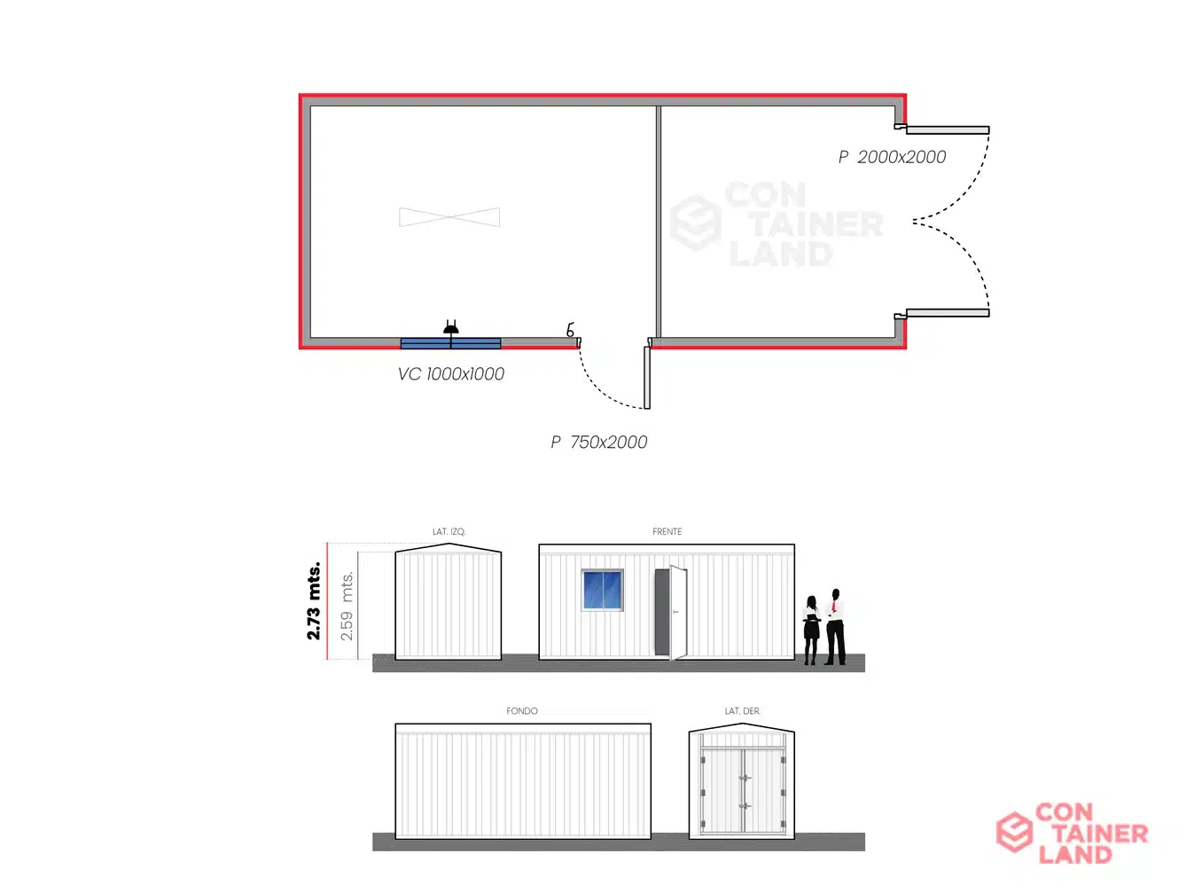 Arriendo Oficina 6 x 2,5 Mts. 2 — Containerland