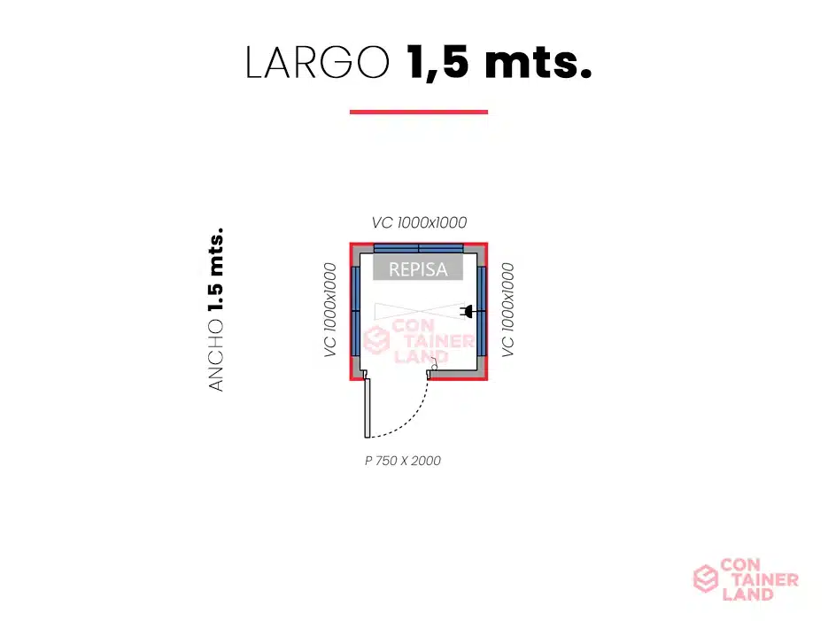 Caseta de 1.5 x 1.5 mts 2 — Containerland