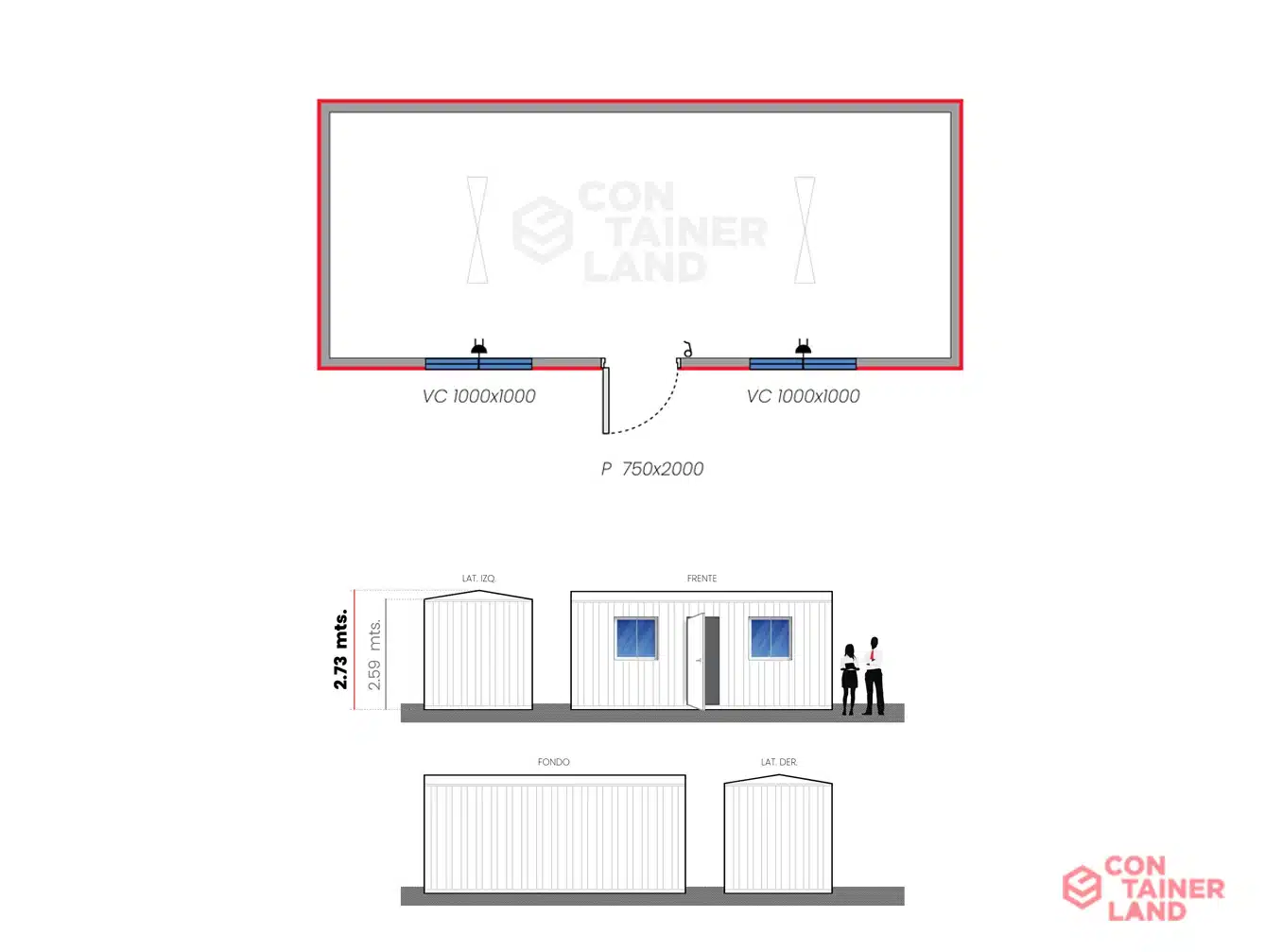 Oficina 6 x 2,5 mts.  |  15 M2 4 — Containerland