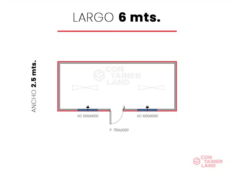 Oficina Containerland H1-625 6 x 2.5 mts