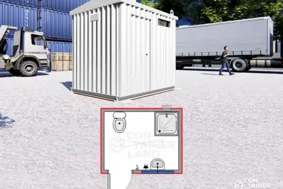 Sanitario 5 m2   |   2 x 2,5 mts  ·  1 Lavamanos, 1 WC y 1 Ducha