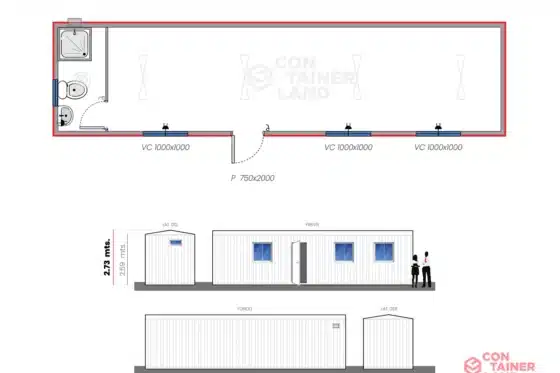 25 M2  |  Oficina con Baño /Ducha