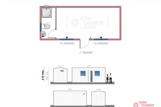 15 M2  |  Oficina con Baño/Ducha