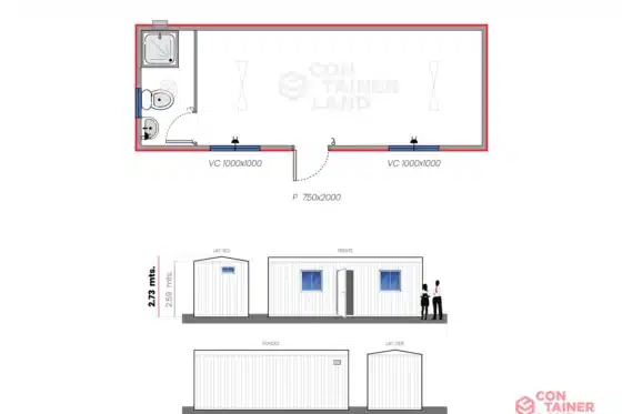 17,5 M2  |  Oficina con Baño/Ducha