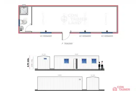 22,5 M2  |  Oficina con Baño /Ducha