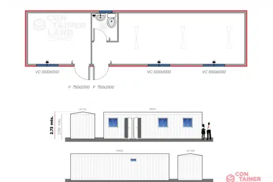 25 M2  |  Oficina doble con Baño