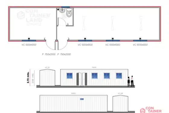 27,5 M2  |  Oficina doble con Baño