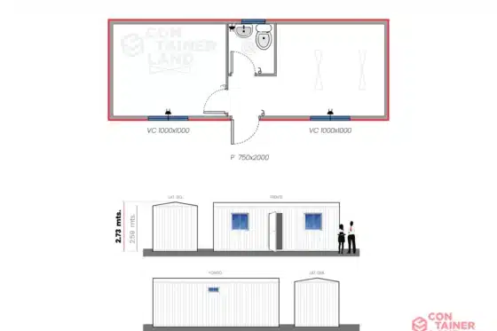 17,5 M2  |  Oficina doble con Baño
