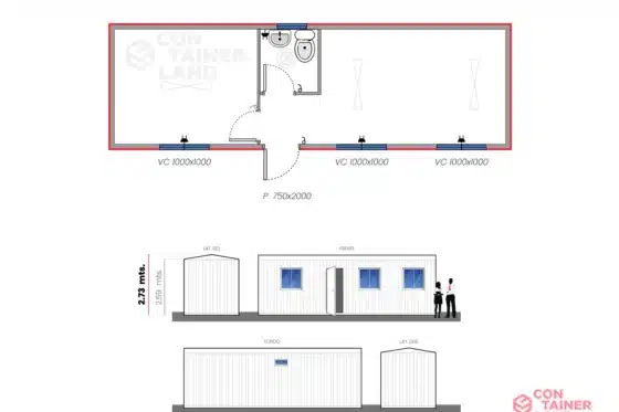 20 M2  |  Oficina doble con Baño