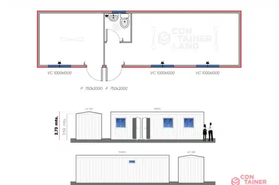 22,5 M2  |  Oficina doble con Baño